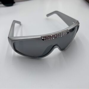 Michael Kors Silver Metallic Rhinestone Visor Shield Sunglasses